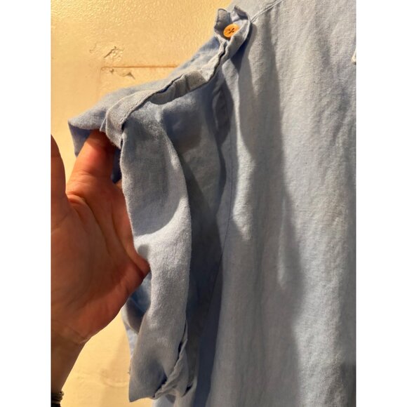 Zara Button-Up Light Blue Midi Shirt Dress With Rolled Sleeves Front Pockets - Picture 4 of 7